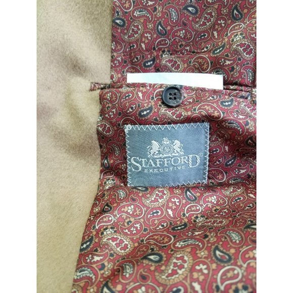 Stafford Executive Tan Brown Camel Hair Sports Coat Jacket Blazer 44L - Picture 8 of 10